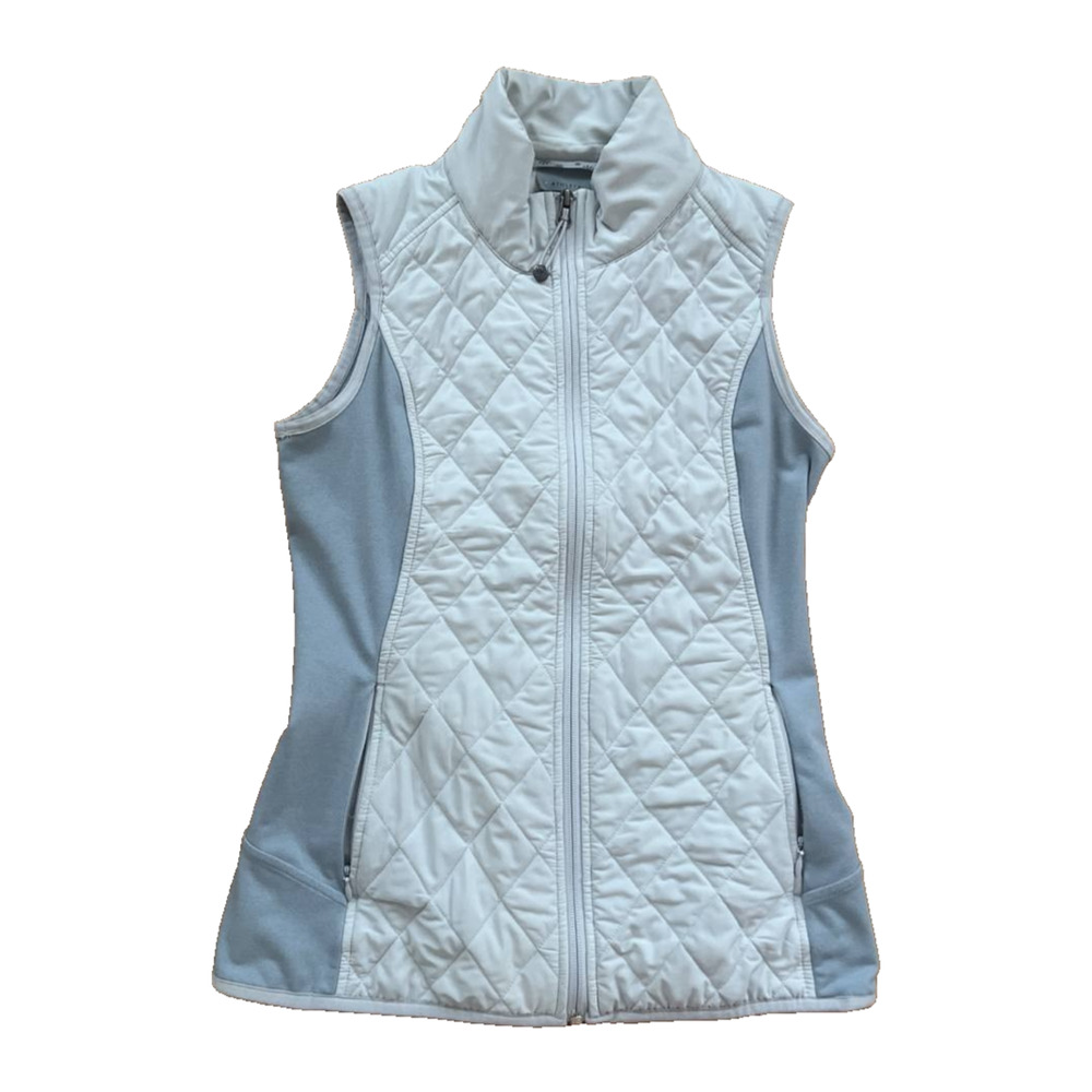 Athleta Women's White Gray‎ Upside Vest Full Zip Pockets Size XS A001877